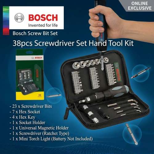 BOSCH GO 4 GSD4V-5 Box Set + 38-Piece Manual Bits & Sockets Set + 8Pcs Long Bits