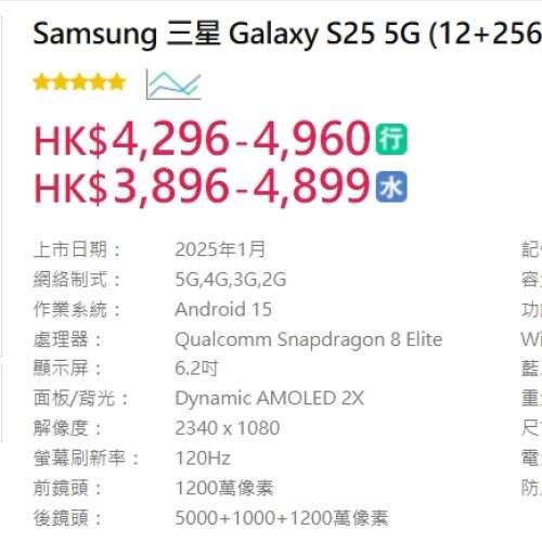 #3134 - Samsung Galaxy S25 5G SM-S9310 (12+256GB) 冰藍色 99%新