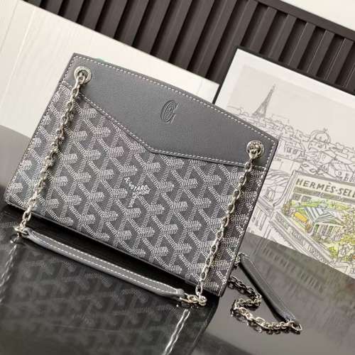 戈雅 GOYARD ROUETTPMLTY01CL03P Rouette PM 灰色老花鏈條斜揹袋