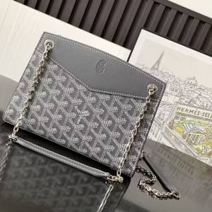 戈雅 GOYARD ROUETTPMLTY01CL03P Rouette PM 灰色老花鏈條斜揹袋