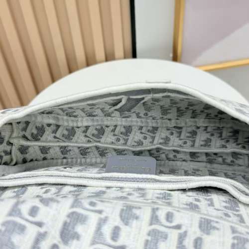 迪奧DIOR M0457PTZQ_M074 Saddle 白灰老花馬鞍袋