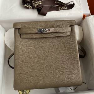 愛馬仕HERM&Egrave;S H083737CK18 Kelly Ado PM 大象灰 Togo 皮銀扣雙肩袋