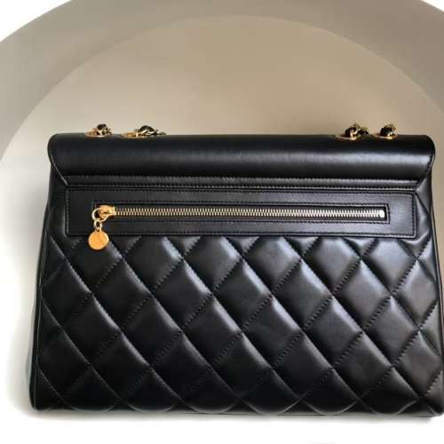 香奈兒 CHANEL A58600 黑色菱格大雙 C 金扣鏈條肩袋