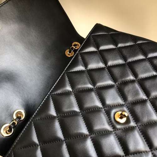 香奈兒 CHANEL A58600 黑色菱格大雙 C 金扣鏈條肩袋