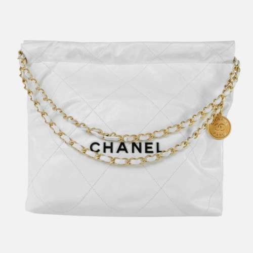 Chanel Quilted Calfskin 22 Chain Hobo Large White