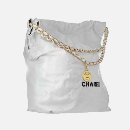 Chanel Quilted Calfskin 22 Chain Hobo Large White