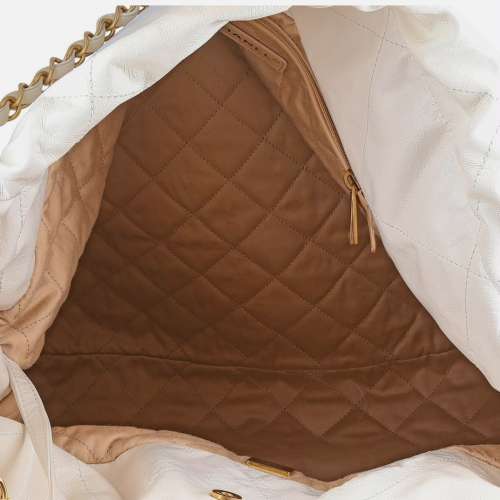 Chanel Quilted Calfskin 22 Chain Hobo Large White