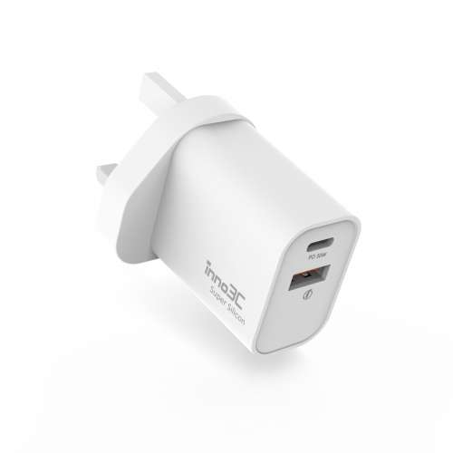 inno3C i-30DF 超級矽PD 30W 雙輸出快速充電器 (白色) 香港行貨,全新