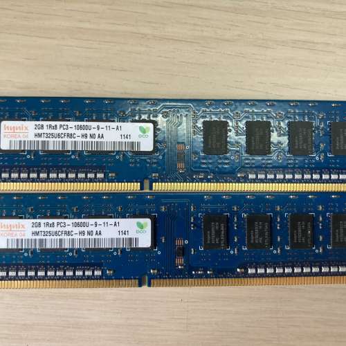 2條 Hynix DDR3 1333 2G RAM (單面)