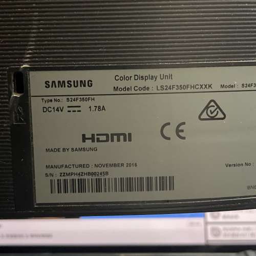 【100%正常】Samsung 24" 超薄電腦芒 LS24F350FH (HDMI + VGA，即買即用)