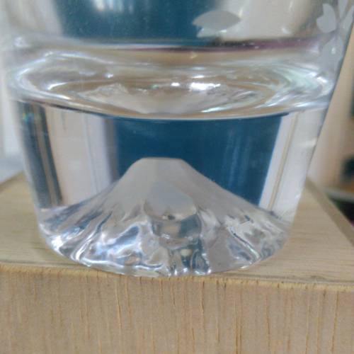 日本江戶硝子富士山櫻花玻璃杯連木盒