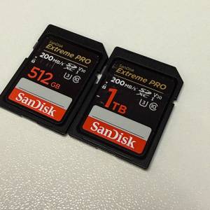 Sandisk Extreme Pro SDHC UHS-II Card upto 200MBS 512TB/1TB 記憶卡 二手
