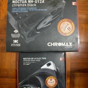Noctua NH-U12A chromax.black貓頭鷹多導管風冷散熱器+ Noctua 貓頭鷹 NF-A12x25 PW...