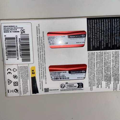 Teamgroup t force Dark Z DDR4 3600mhz 8gbx2 cl18