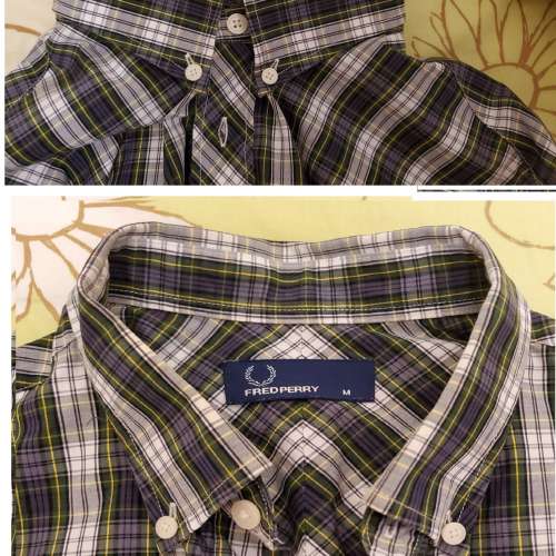 Fred Perry  新淨 靚仔 格仔 長袖恤衫，有心口Logo。岩平時返工或出街著 M size / ...