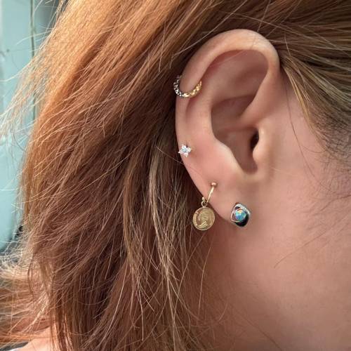18k金歐泊 Opal 鑽石耳釘