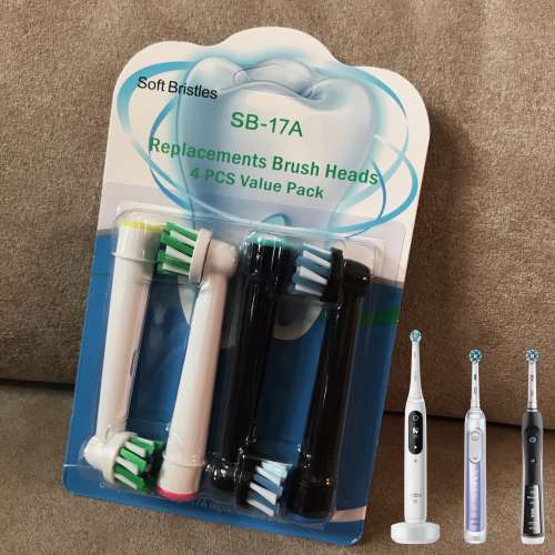 😬 Soft Bristles Toothbrush Heads 4pc Set 3rd Party Replacement NEW 全新代用電...