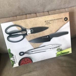 🔪 ABODE GASTRONOMY Kitchen Set of 3 Tongs/ Scissor/Knife NEW 全新 廚房三件套 ...