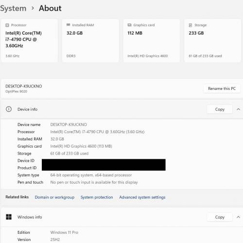 Dell OptiPlex 9020 i7-4790 32GB \~250GB SSD 送火牛線+DP線