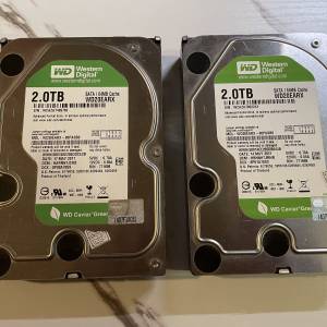 2隻 Western Digital WD Caviar Green 2.0TB HDD WD20EARX X2