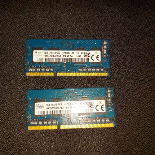 一對 低電壓筆記型 記憶體 (RAM) HYNIX  PC3L-12800S 1600MHZ 2G SO-DIMM 1.35V