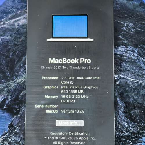 Macbook pro A1708 i5 2.3G  16/512