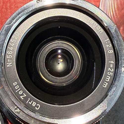 Contarex Zeiss Distagon 25mm f2.8 black lens with matching bubble case/ adapter