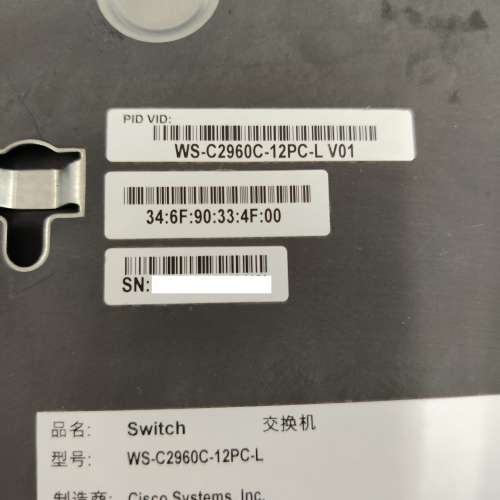 Cisco WS-C2960C-12PC-L PoE Switch 交換機