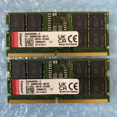 行貨 有單 終身保養 64GB (32GBx2) Kingston 4800MHz DDR5 SODIMM RAM