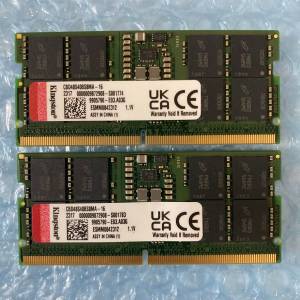 行貨 有單 終身保養 64GB (32GBx2) Kingston 4800MHz DDR5 SODIMM RAM