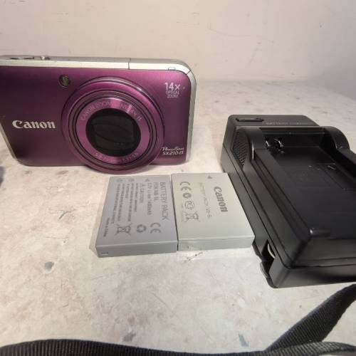 佳能PowerShot SX210 IS紫色长焦数码相机 +两个电池一个充电器