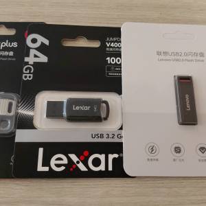 全新 USB高速閃存盤thinkers 32gb +Lexar +64G Lenovo 128G  共3隻手指