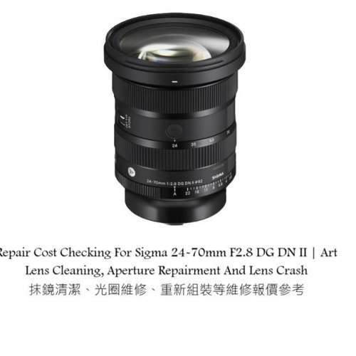Repair Cost Checking For Sigma 24-70mm F2.8 DG DN II | Art Lens Cleaning