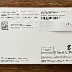 Apple Watch Series 12  42mm Space Gray Aluminium GPS  型號：MJFN4X/A