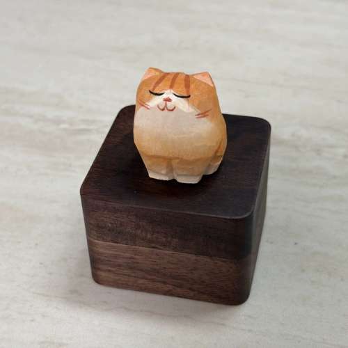 【免費雷射刻名】木製貓咪戒指盒 胡桃木飾物盒
