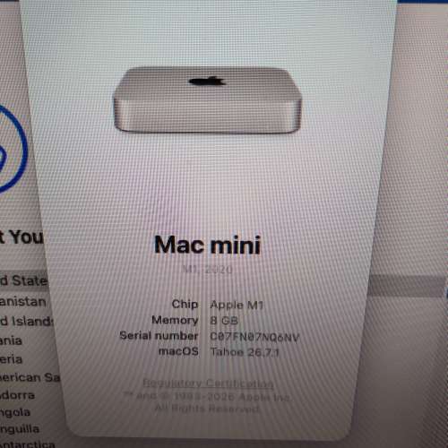 Mac Mini M1 8GB RAM 256GB SSD HD