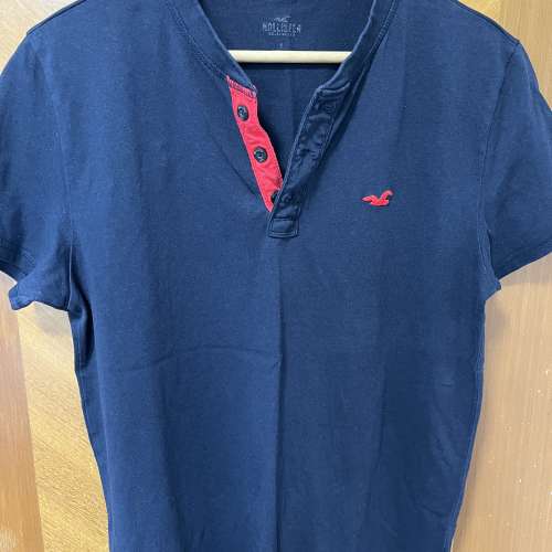 Hollister T-shirt 深藍色 鈕扣 短袖 T恤 (Navy Blue)