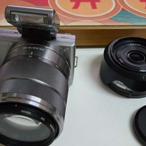 [一機兩鏡超值套裝] Sony NEX-5 銀色數碼相機 + 16mm f/2.8 廣角餅乾鏡 + 18-55mm ...