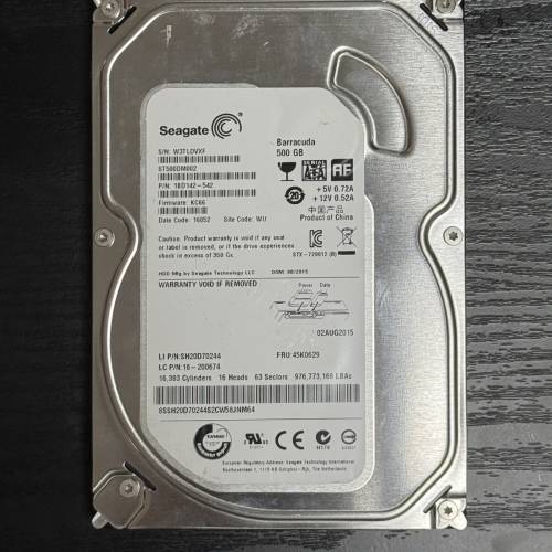 二手 SEAGATE 500GB SATA3 HDD