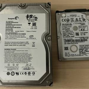 Seagate 3.5" 500GB + Hitachi 2.5" 250GB SATA 硬盤  (Good Test) 清屋出售 2隻 H...