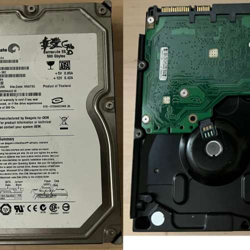 Seagate 3.5" 500GB + Hitachi 2.5" 250GB SATA 硬盤  (Good Test) 清屋出售 2隻 H...
