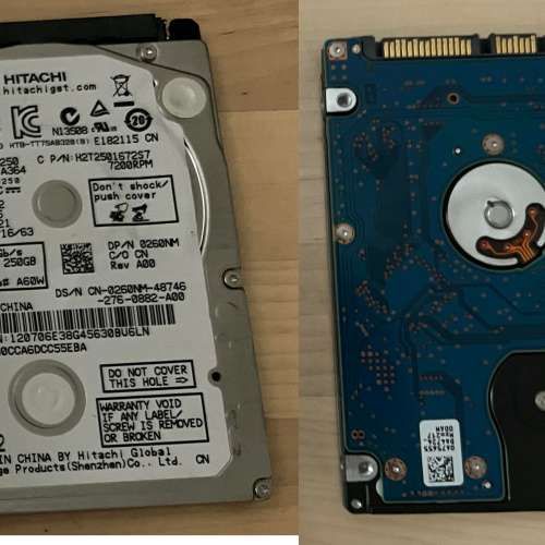 Seagate 3.5" 500GB + Hitachi 2.5" 250GB SATA 硬盤  (Good Test) 清屋出售 2隻 H...