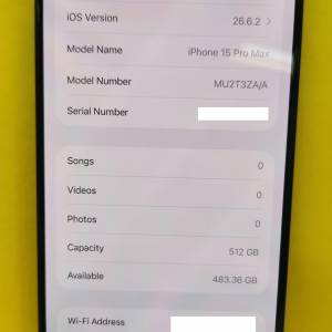 iPhone 15 Pro Max (512GB) 黑色鈦金屬 (Black Titanium)