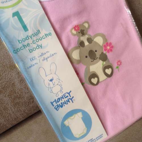 👶 HONEY BUNNY Baby Bodysuit for Newborns 0-3 months NEW 嬰兒 連體衣 1件 👶