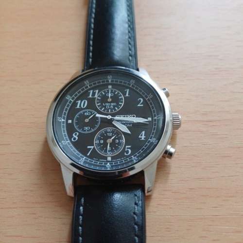 SEIKO 精工石英三眼計時男錶