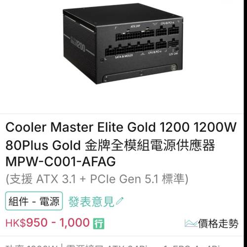 Cooler Master Elite Gold 1200W 金牌電源