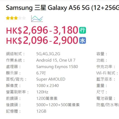 Samsung 三星 Galaxy A56 A566B 5G (12+256GB) 綠色 99%新