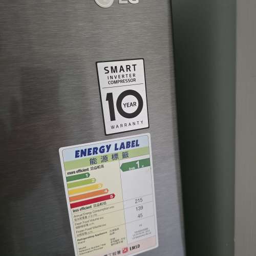 LG 雙門雪櫃 智能變頻1級能源標籤