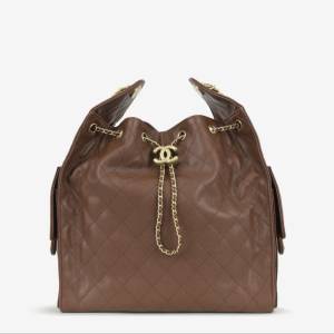 【全新全套】CHANEL 25 Hobo 嬉皮包 小號 絕美深棕荔枝紋牛皮 金釦