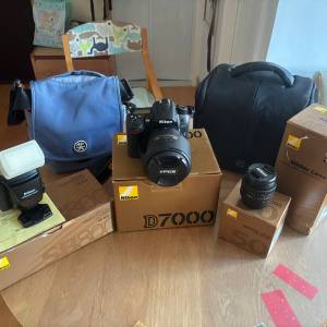 後備機95新 Nikon D7000 body、Nikon 50mm 定焦及18-200mm VR天涯鏡、SB-800 閃燈。...